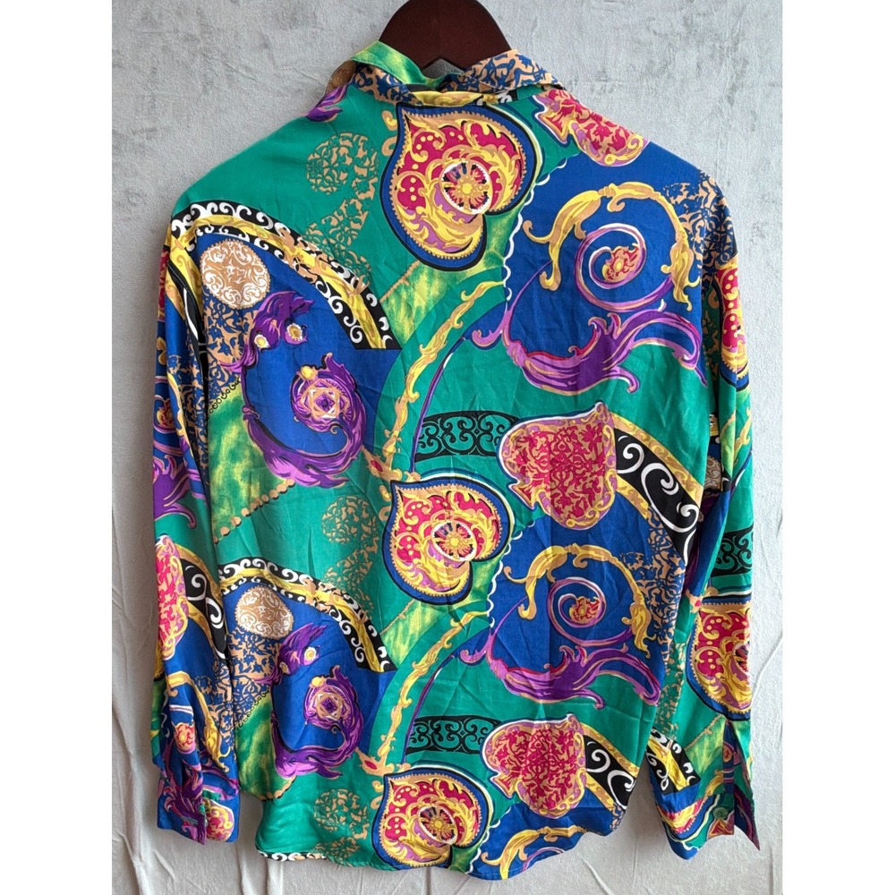 Martinique Baroque Scarf Print Blouse Women S Multicolor Bold Maximalist Vintage